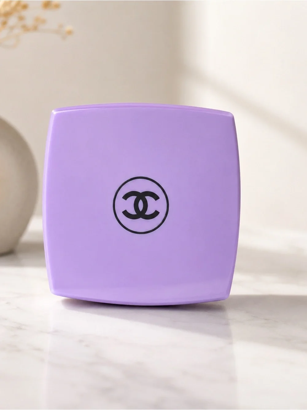 CHANEL Lavender Compact with Black Logo